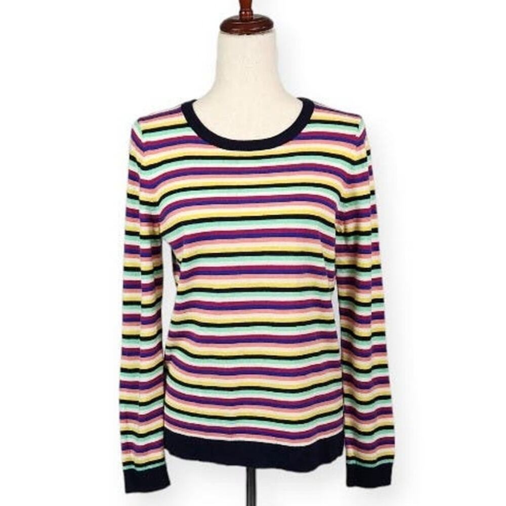 Talbots Petites Striped Pullover Sweater Lambswool Blend Crewneck Size MP